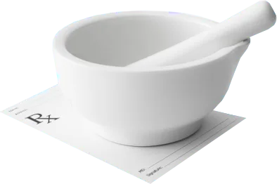 Mortar and pestle on a prescription pad